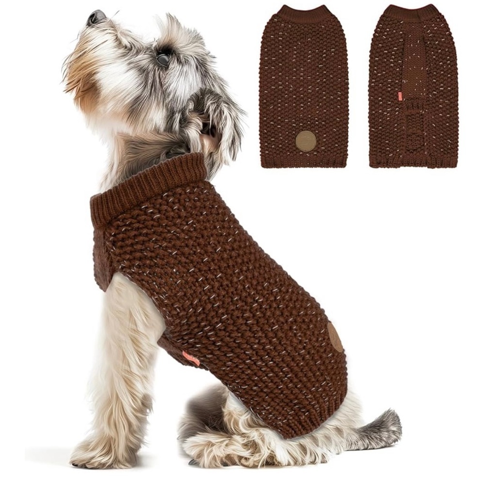 Cozy Brown Knit Dog Sweater